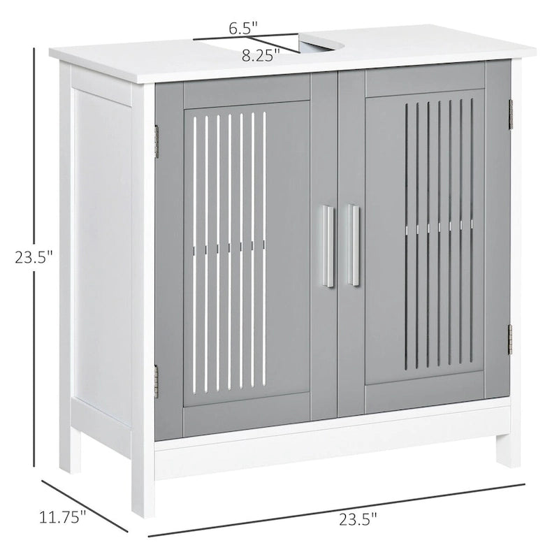 Under Sink Cabinet with 2 Doors, Pedestal Under Sink Bathroom Cupboard, Bathroom Vanity Cabinet with Adjustable Shelves