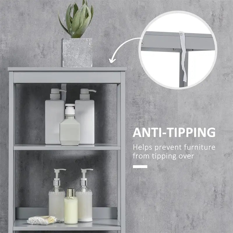 Freestanding Tall Bathroom Storage Cabinet with Open Shelf and Door