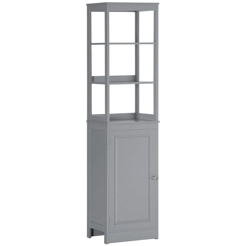 Freestanding Tall Bathroom Storage Cabinet with Open Shelf and Door