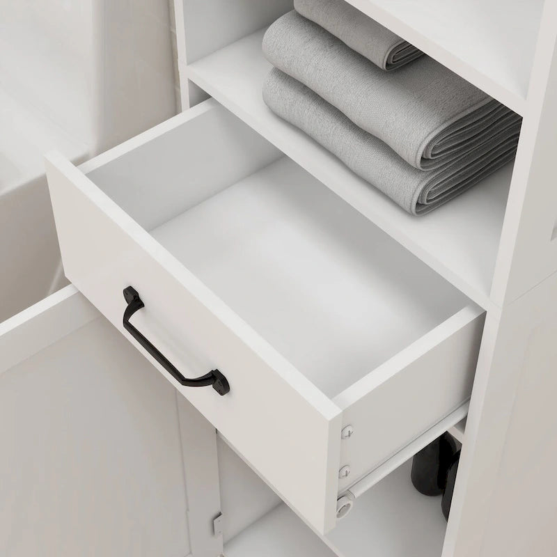 65H Wooden Bathroom Storage Cabinet with Single Door and Shelves