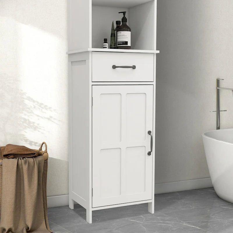 65H Wooden Bathroom Storage Cabinet with Single Door and Shelves