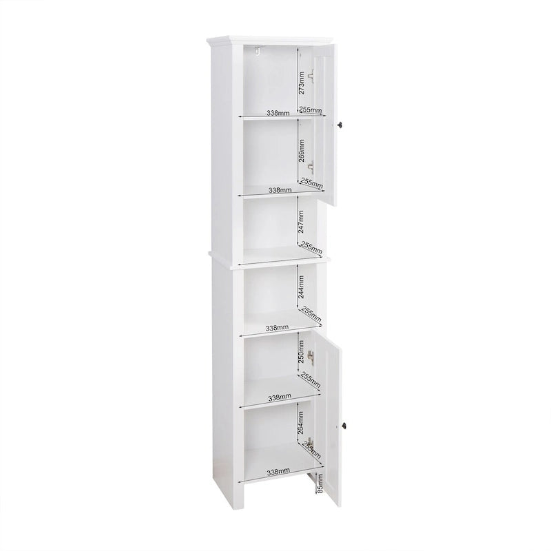 Bathroom Floor Wooden Storage Cabinet with 2 Doors & Shelves
