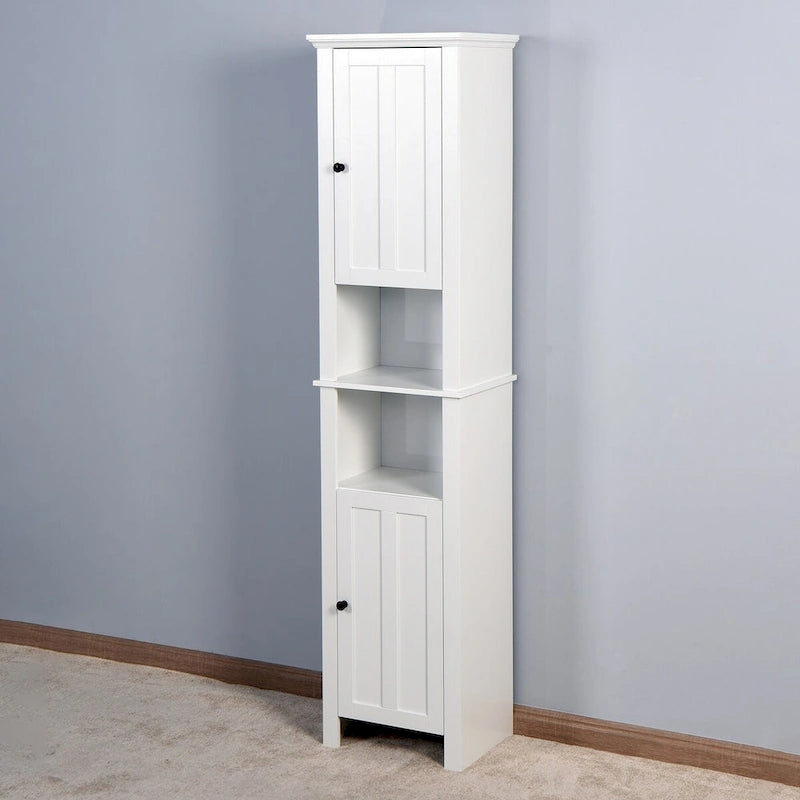 Bathroom Floor Wooden Storage Cabinet with 2 Doors & Shelves