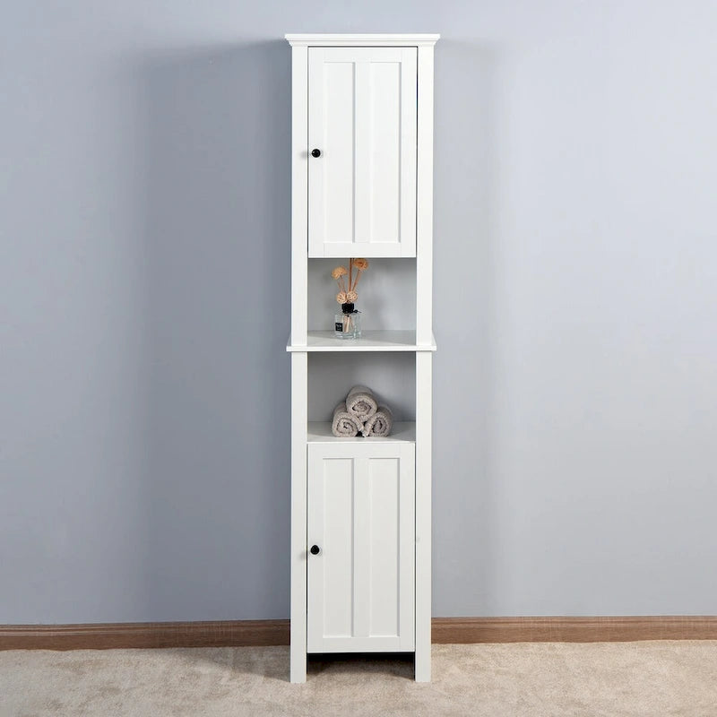 Bathroom Floor Wooden Storage Cabinet with 2 Doors & Shelves
