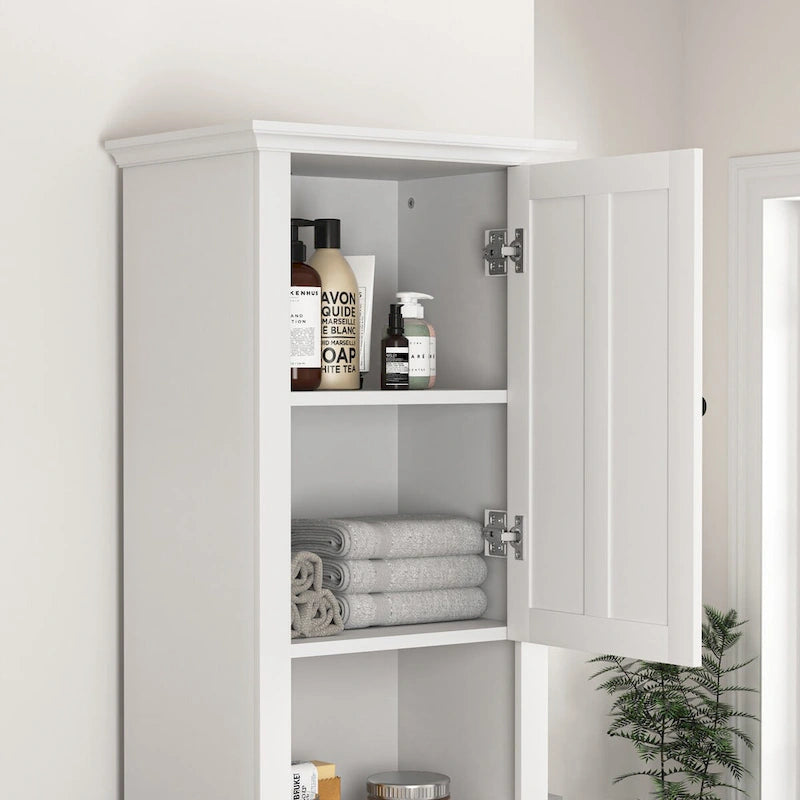 Bathroom Floor Wooden Storage Cabinet with 2 Doors & Shelves