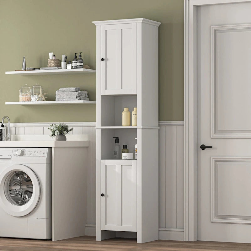 Bathroom Floor Wooden Storage Cabinet with 2 Doors & Shelves