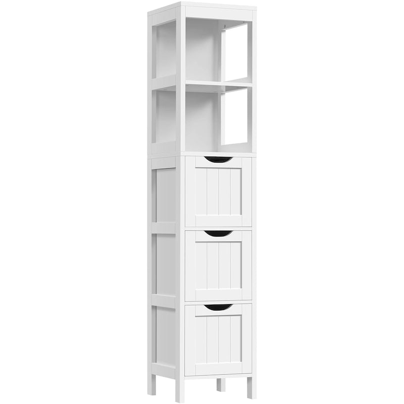 Yaheetech Modern Bathroom Storage Cabinet With 3 Drawers and 2 Open Shelves, White - N/A