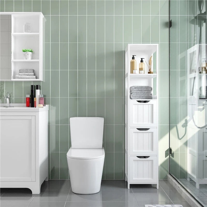 White Modern Bathroom Storage Cabinet
