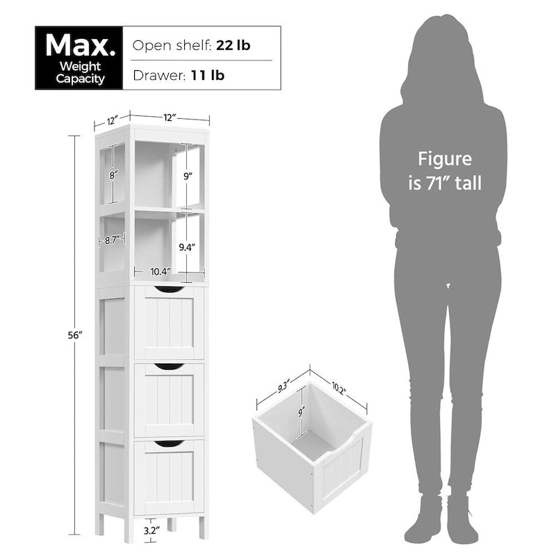 White Modern Bathroom Storage Cabinet