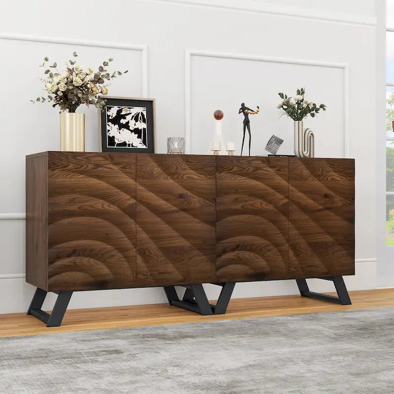 2/4 Door Wood Storage Cabinet Sideboard Buffet TV Stand with Adjustable Shelves